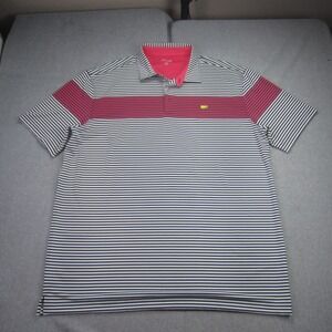Masters Tech Polo Shirt Mens XXL Blue Pink Stripe Augusta National Logo